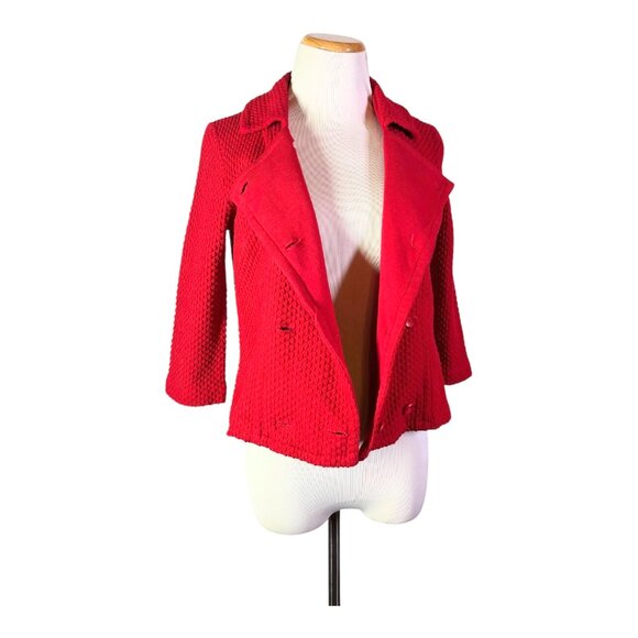 Vintage Beeline Fashions Size S? Red Double-Breasted Knit Cardigan Jacket - Picture 4 of 10